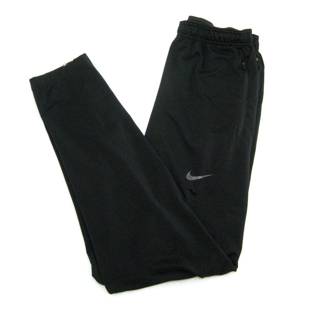 Nike Dri-Fit Track Pants Mens Black Athletic Jogger Sweatpants 3 Zipper Pockets